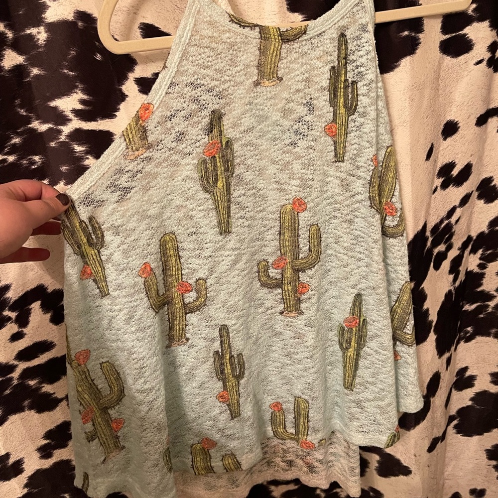 Knit cactus halter tank top